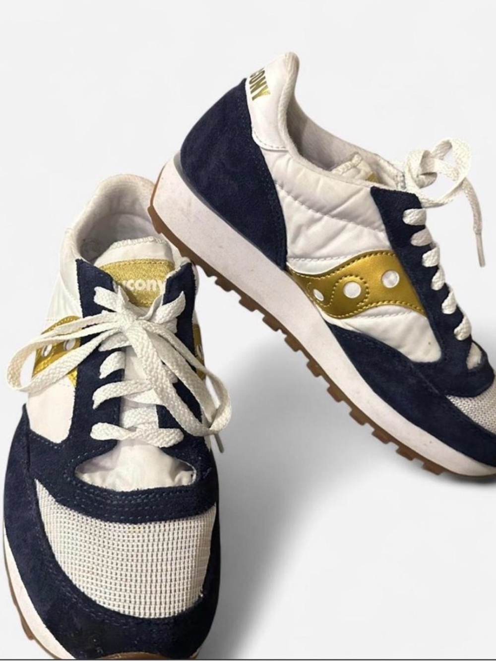 Saucony Navy, White & Gold Retro Runner Sneakers